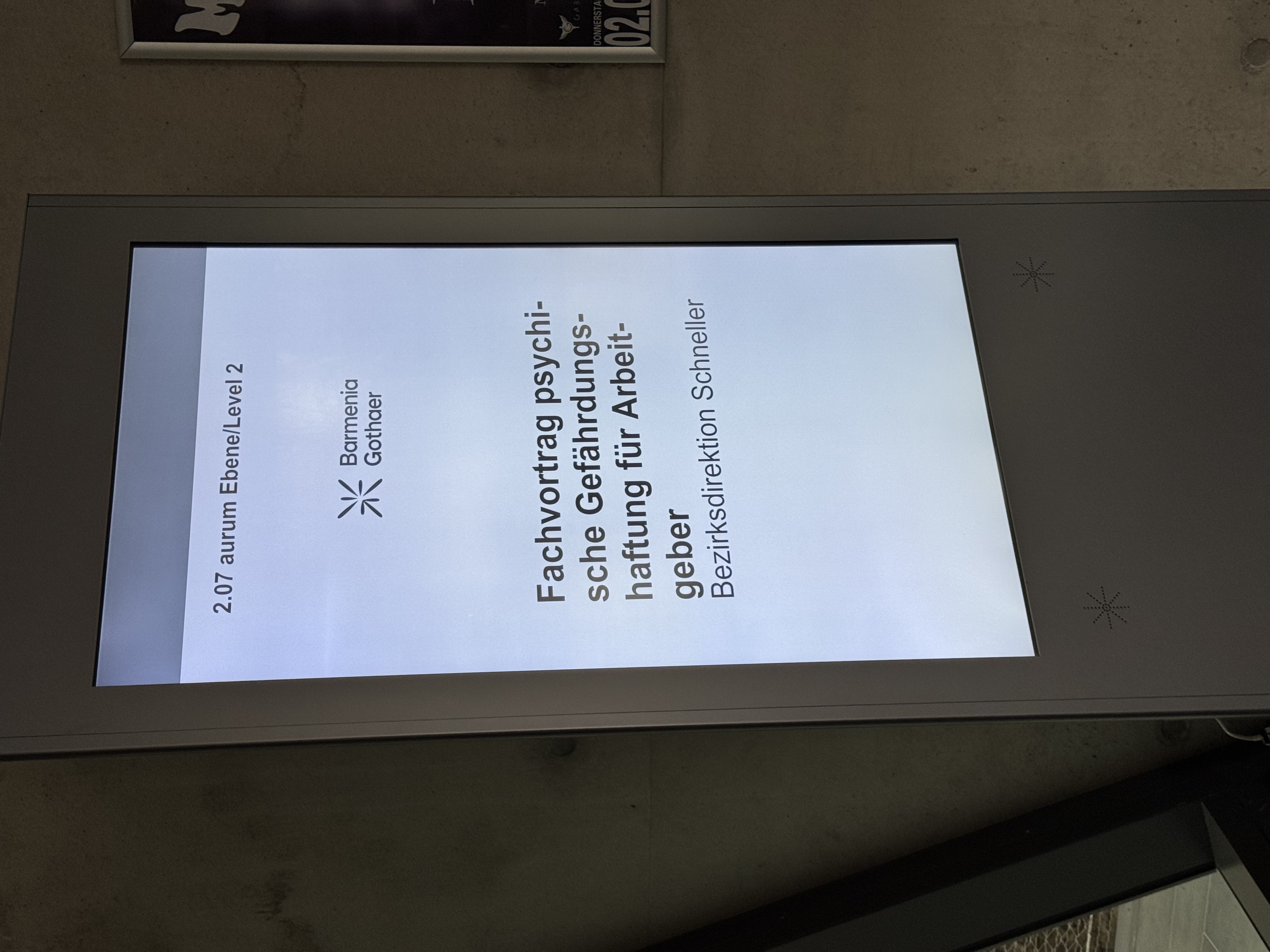 Ankündigung: Fachvortrag psychische Gefährdungsbeurteilung für Arbeitgeber – Bezirksdirektion Schneller, Barmenia Gothaer