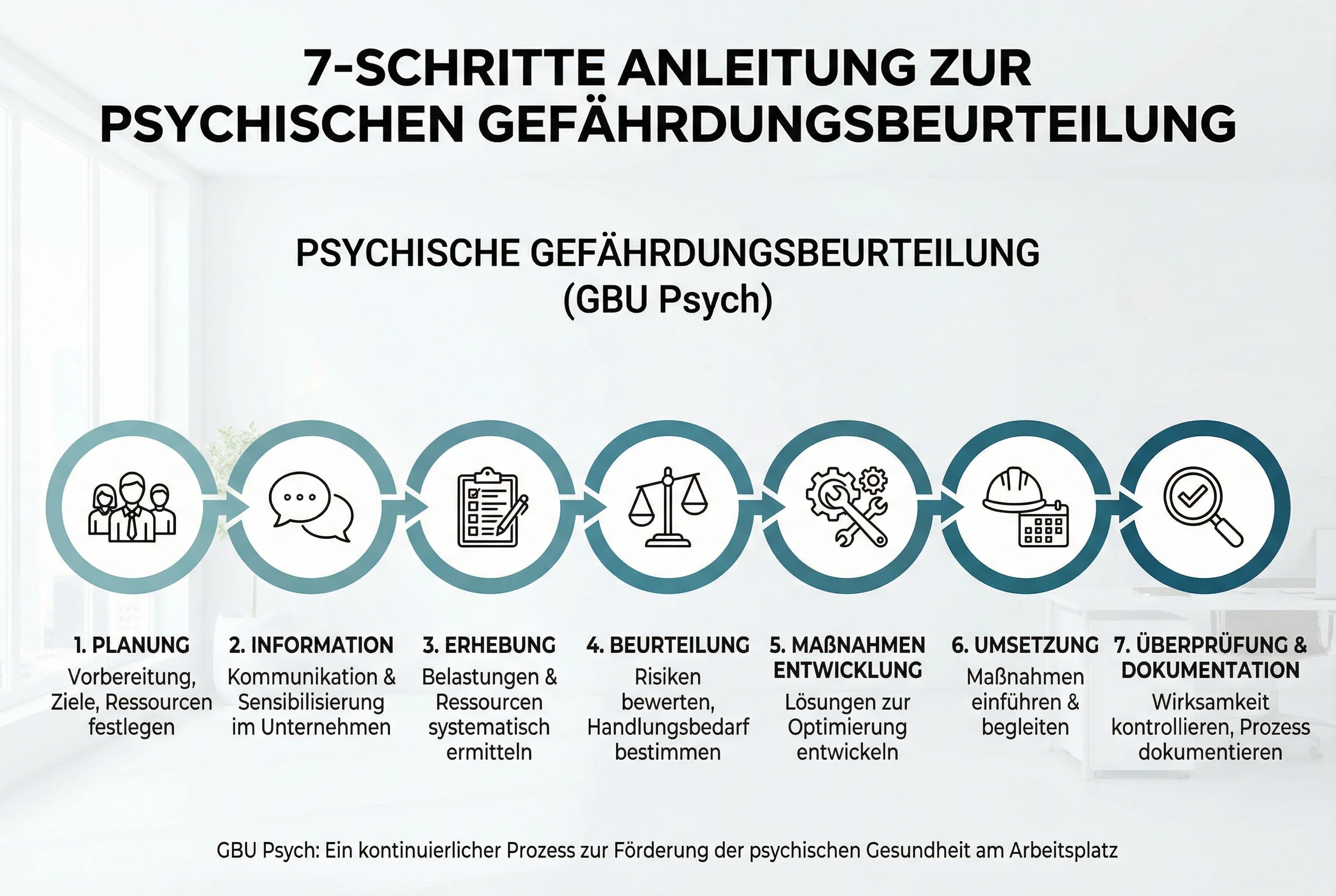 Die 7 Schritte der psychischen Gefährdungsbeurteilung