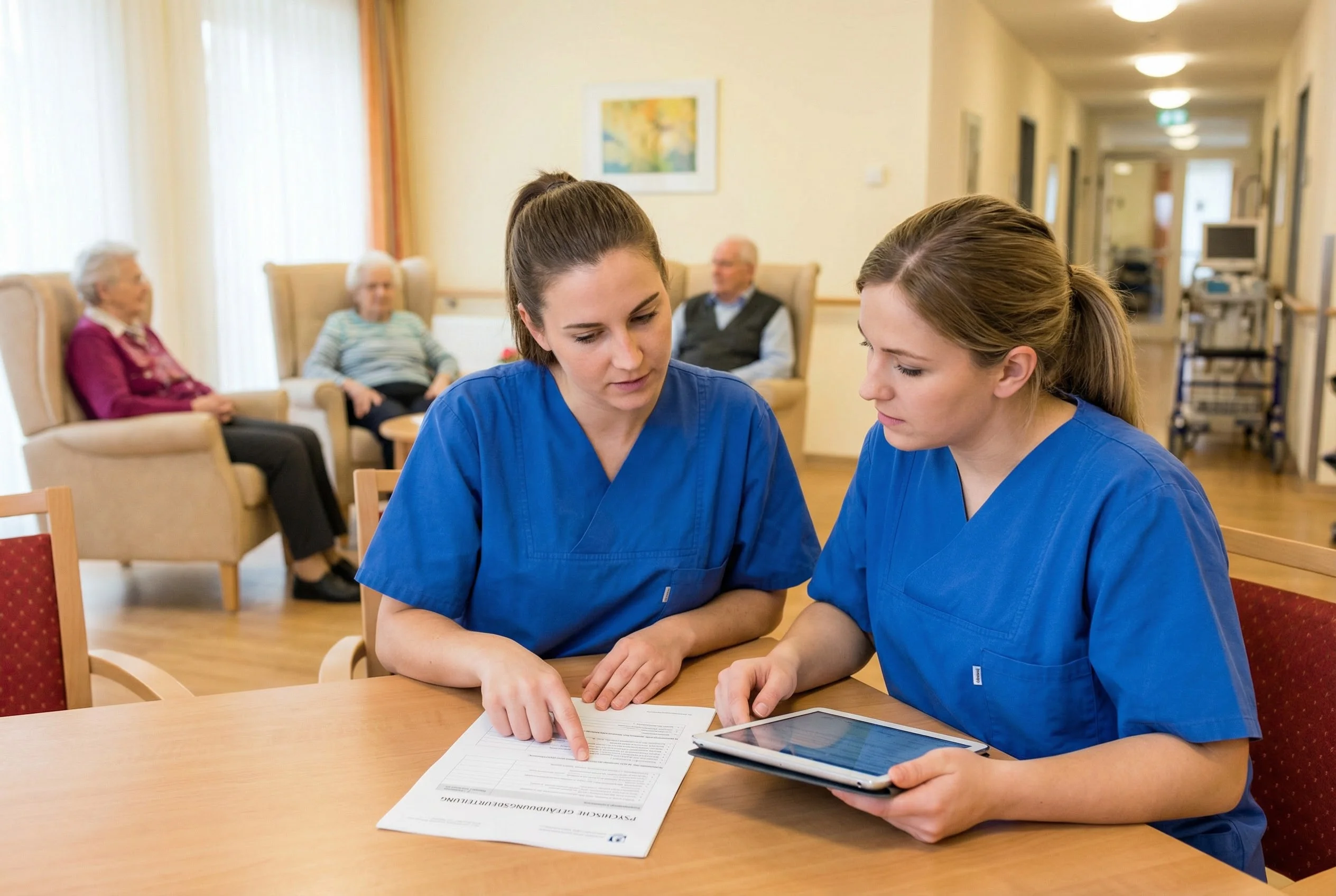 Pflegekräfte im Krankenhaus bei der Arbeit
